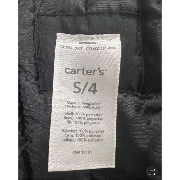 Carter's S/4 Snow Pants Black Bib Overalls Pant Overall Warm Winter Snow Zip Up - Picture 7 of 14
